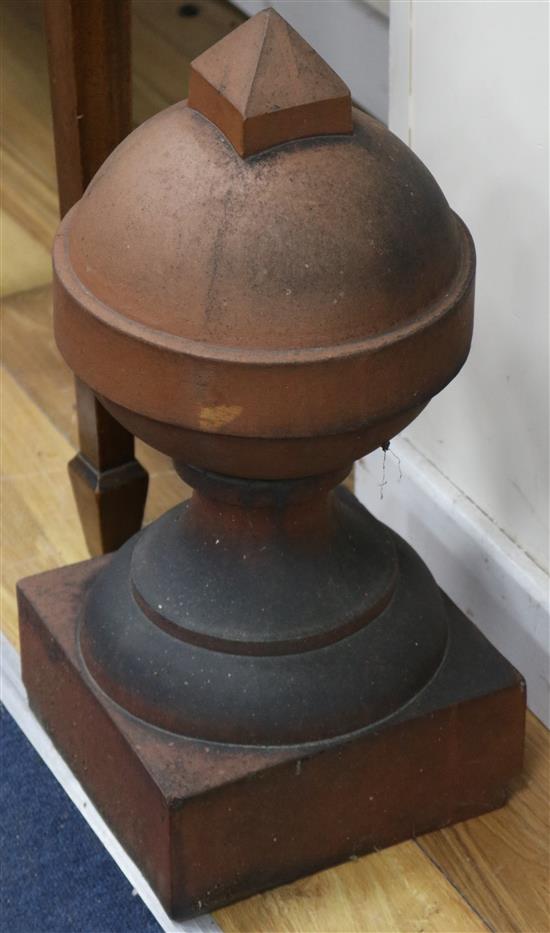 A pair of terracotta finials, H.53cm